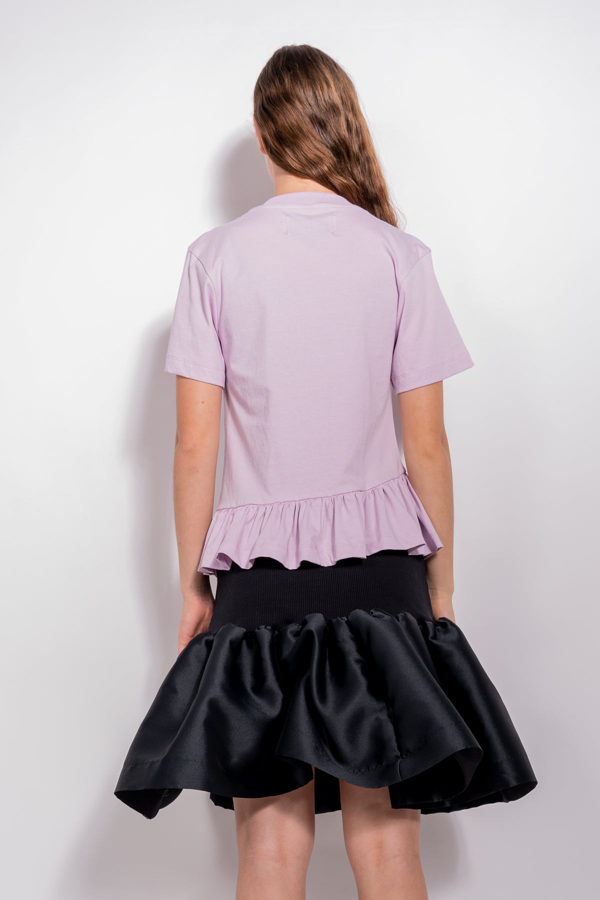 LILAC PANELLED GATHERED T-SHIRT