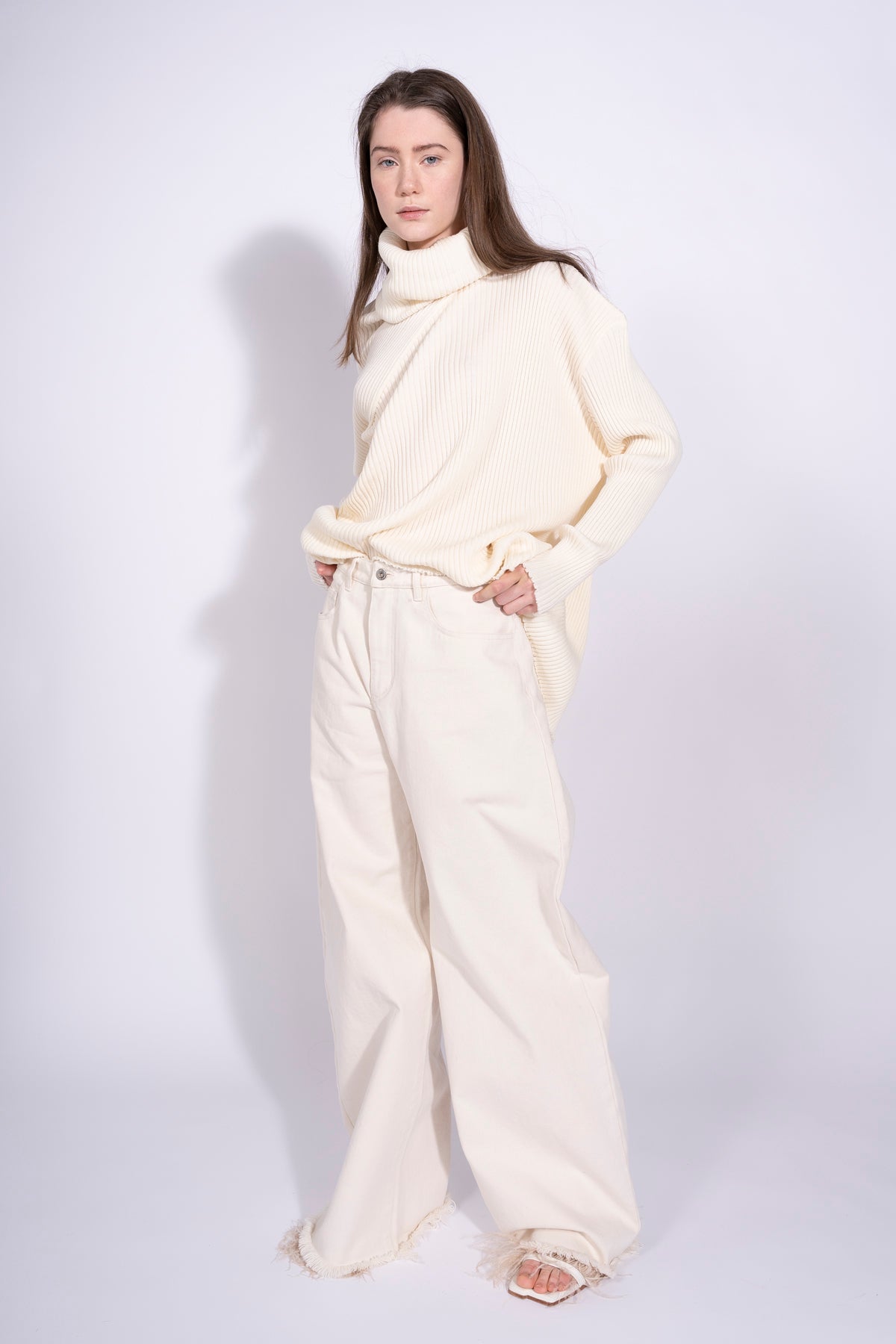 WHITE DRAPED TURTLENECK JUMPER marques almeida