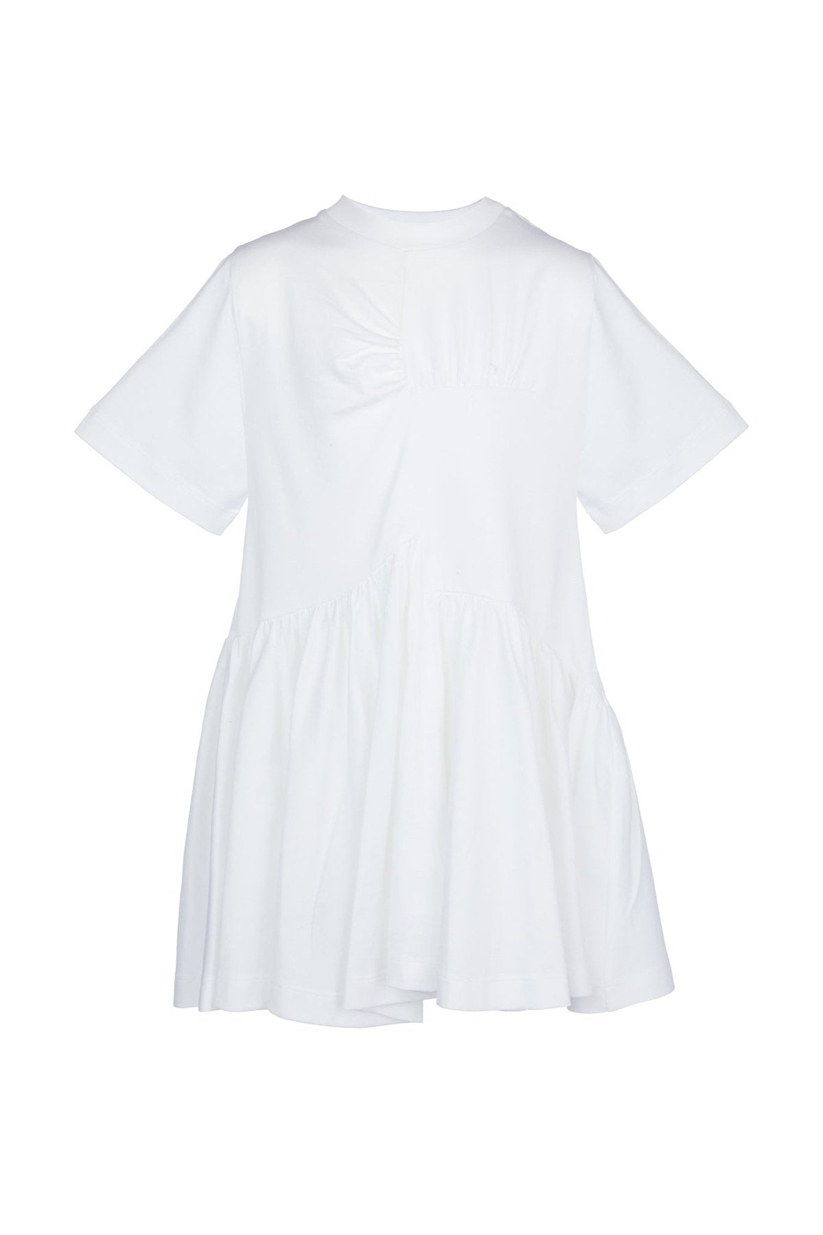 WHITE GATHERED JERSEY T-SHIRT DRESS MA KIDS