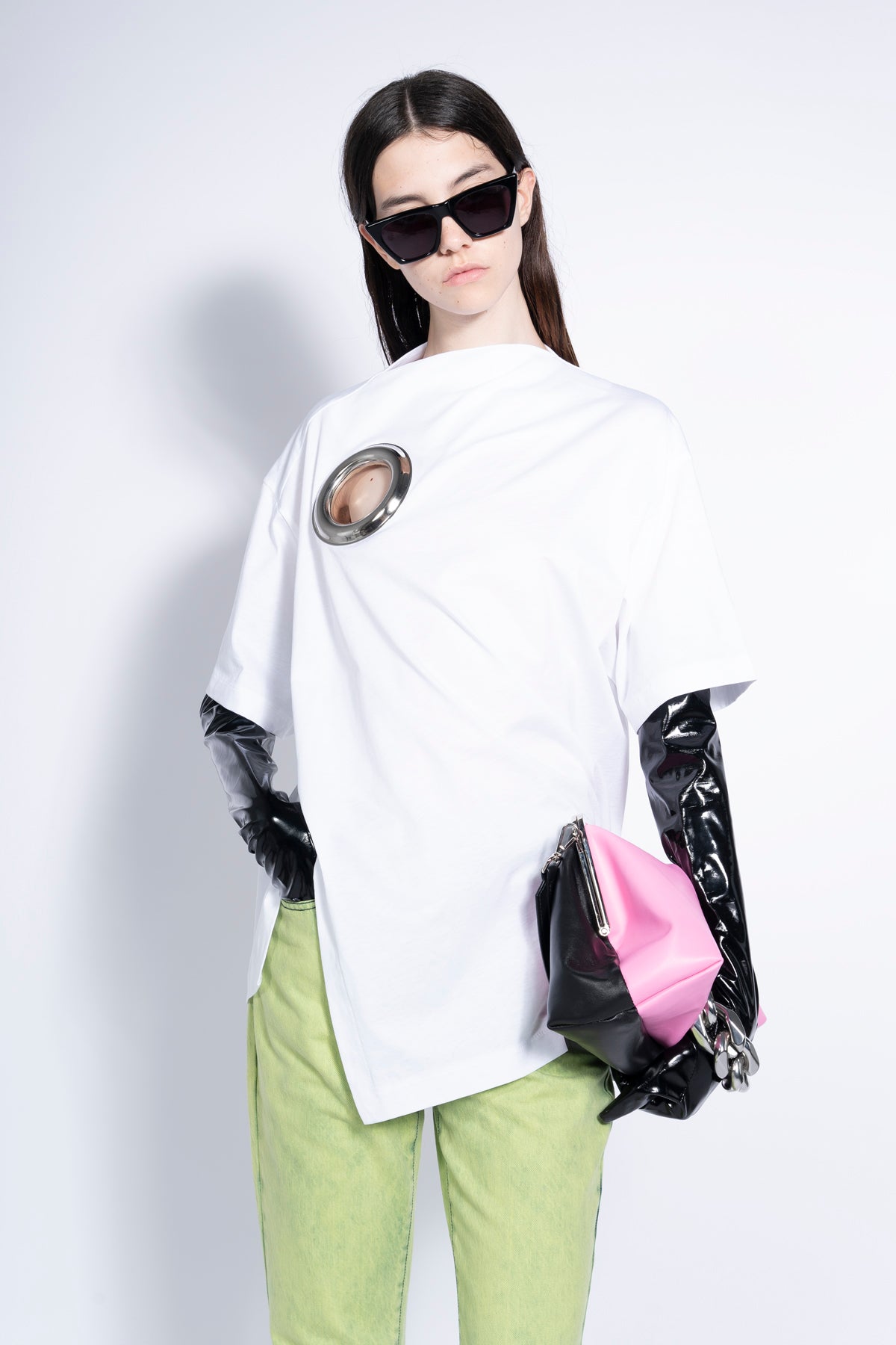 WHITE OVERSIZED T-SHIRT WITH BIG EYELET marques almeida