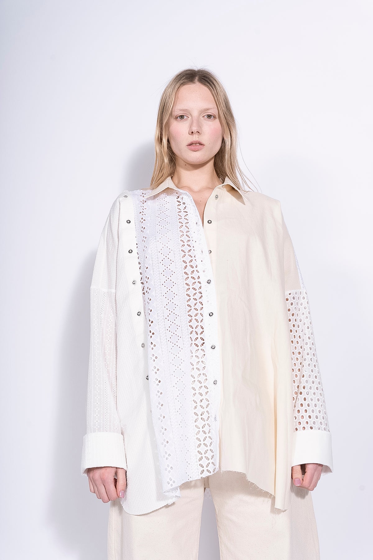 WHITE PATCHWORK DECONSTRUCTED SHIRT marques almeida