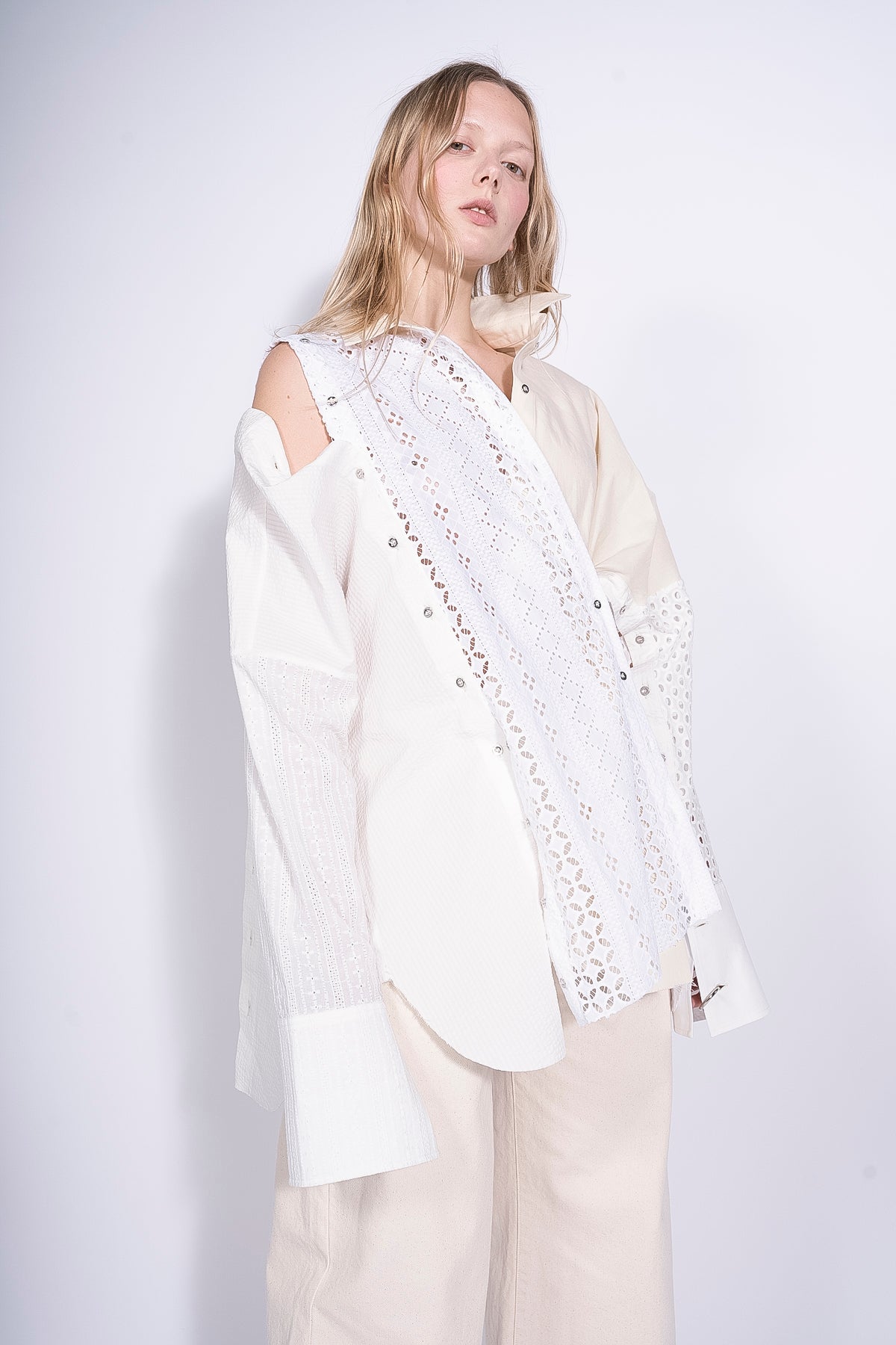 WHITE PATCHWORK DECONSTRUCTED SHIRT marques almeida