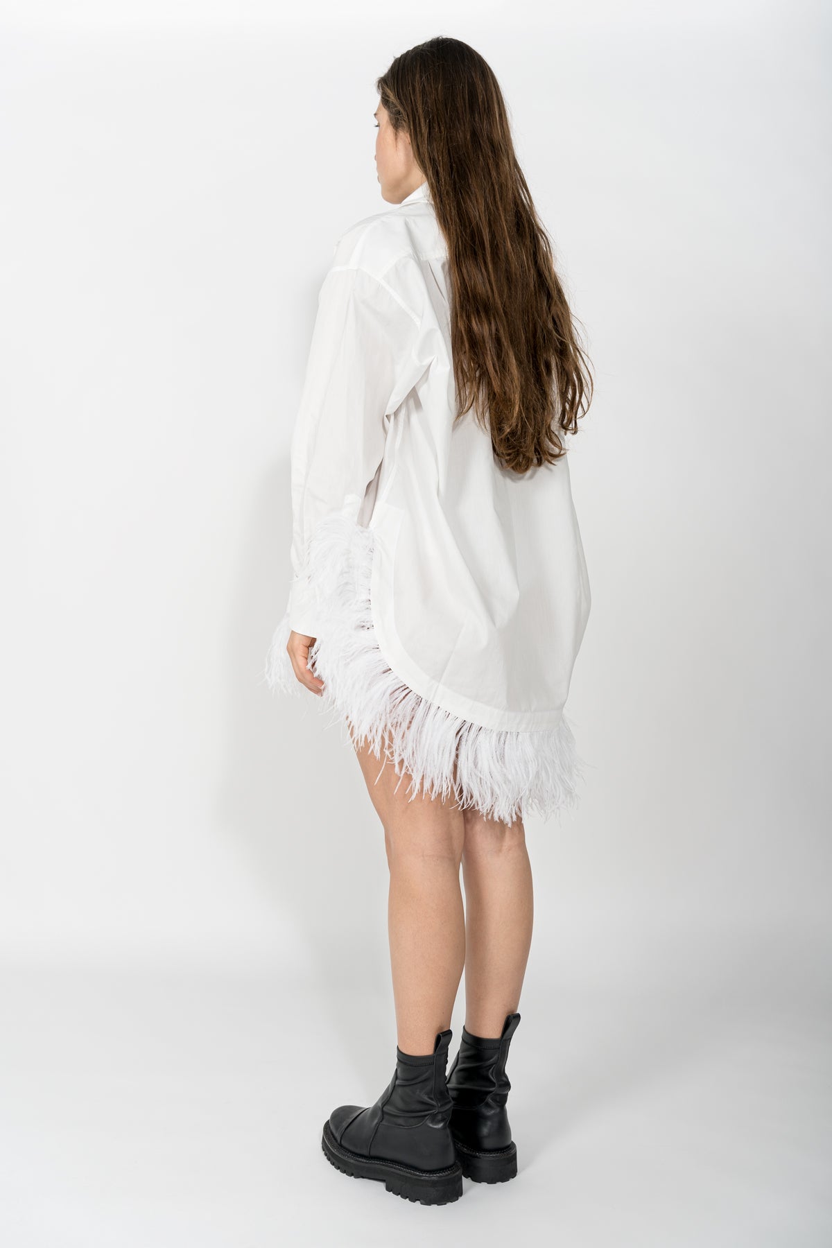 WHITE XXL SHIRT WITH FEATHERS MARQUES ALMEIDA