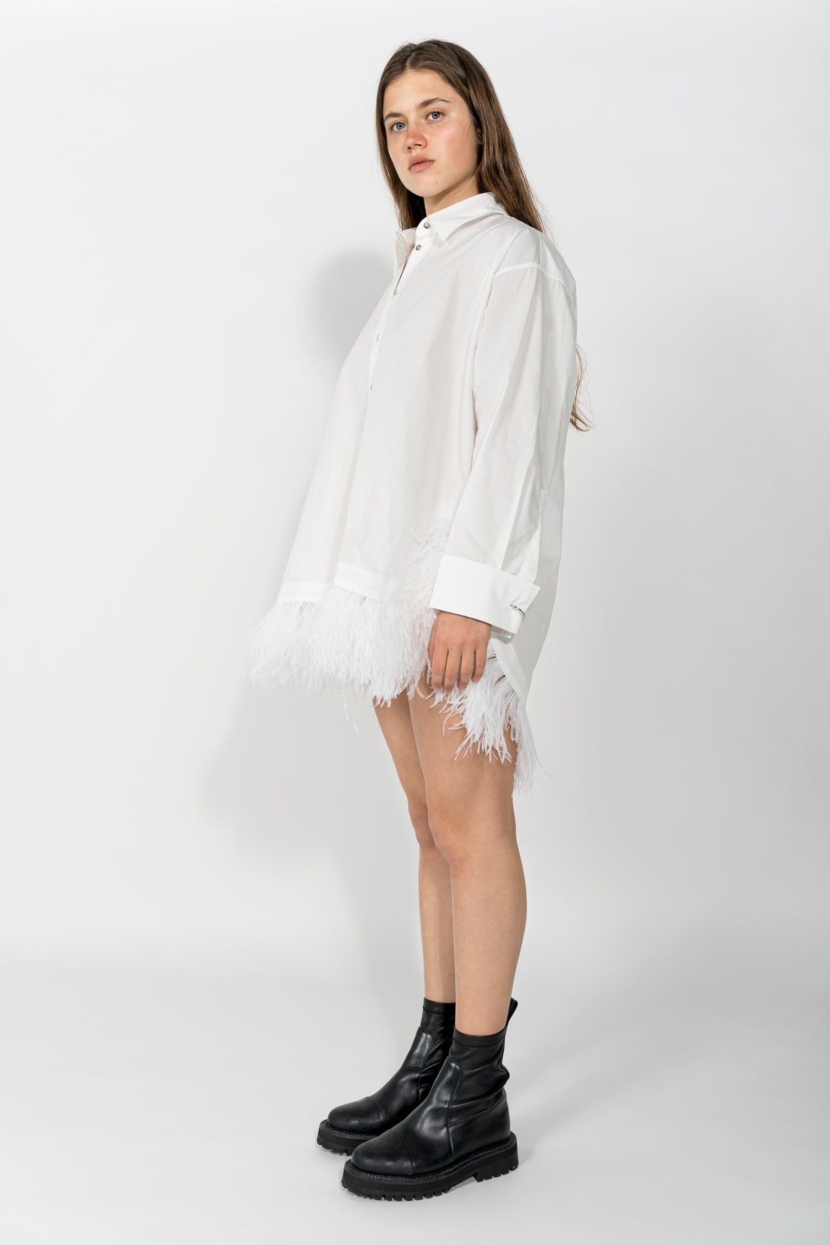 WHITE XXL SHIRT WITH FEATHERS MARQUES ALMEIDA