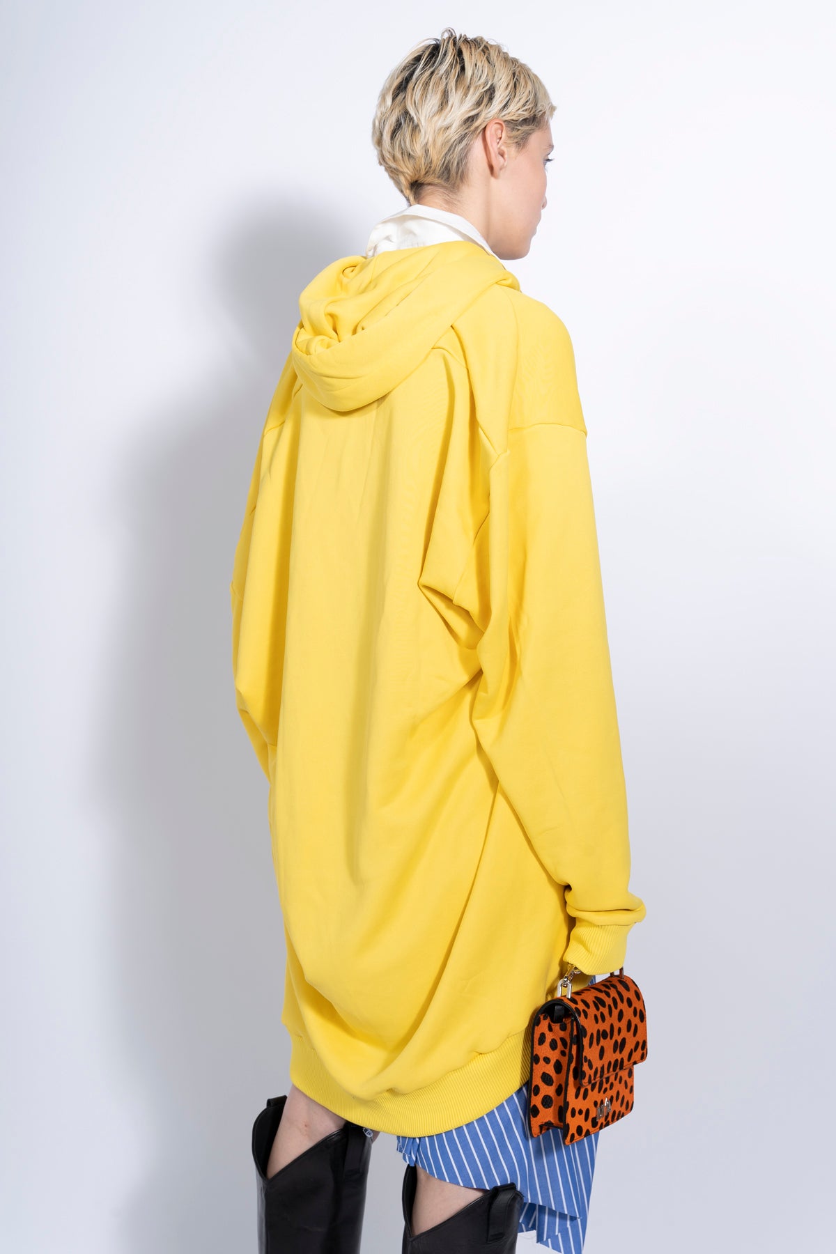 YELLOW ASYMMETRIC HOODIE WITH BIG EYELET marques almeida