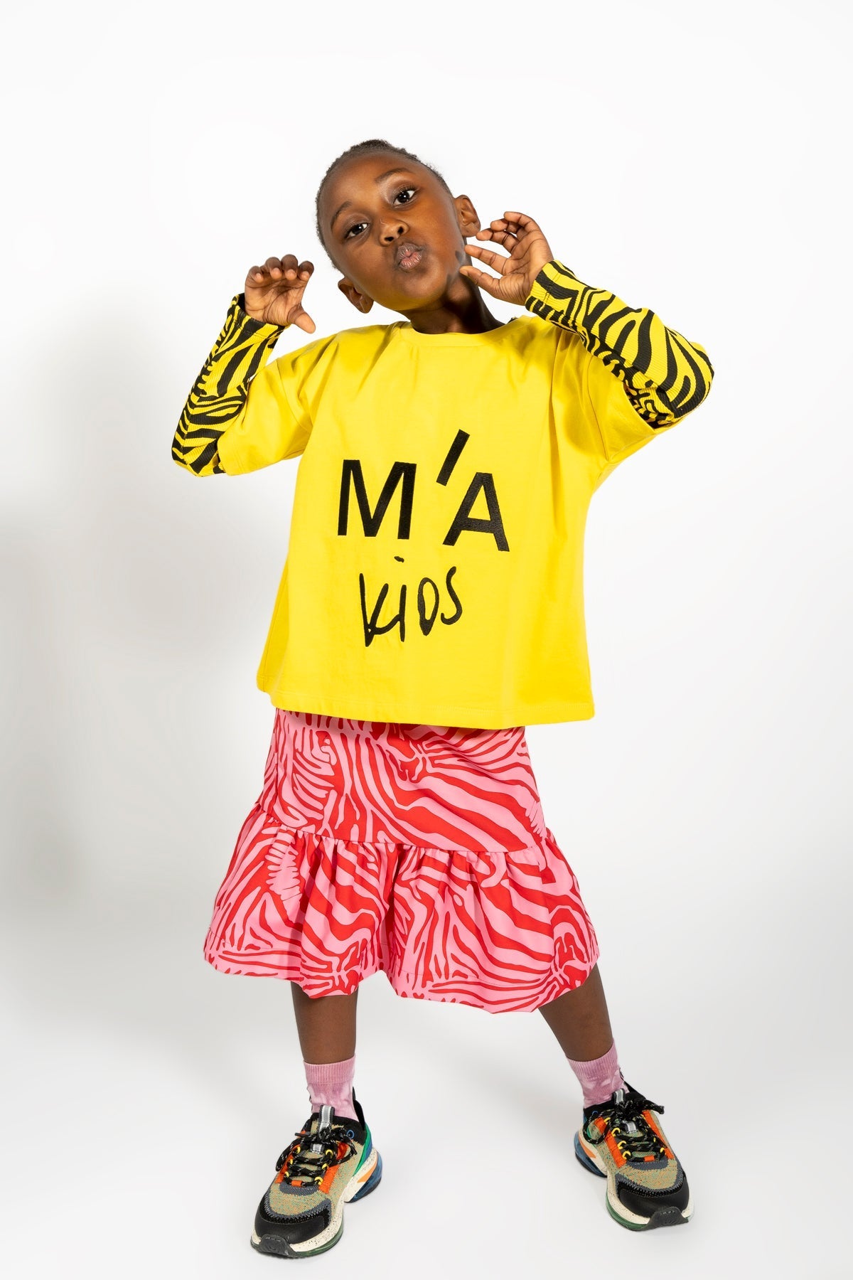 YELLOW EMBROIDERED LOOSE T-SHIRT MA KIDS