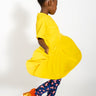 YELLOW GATHERED JERSEY T-SHIRT DRESS ma kids