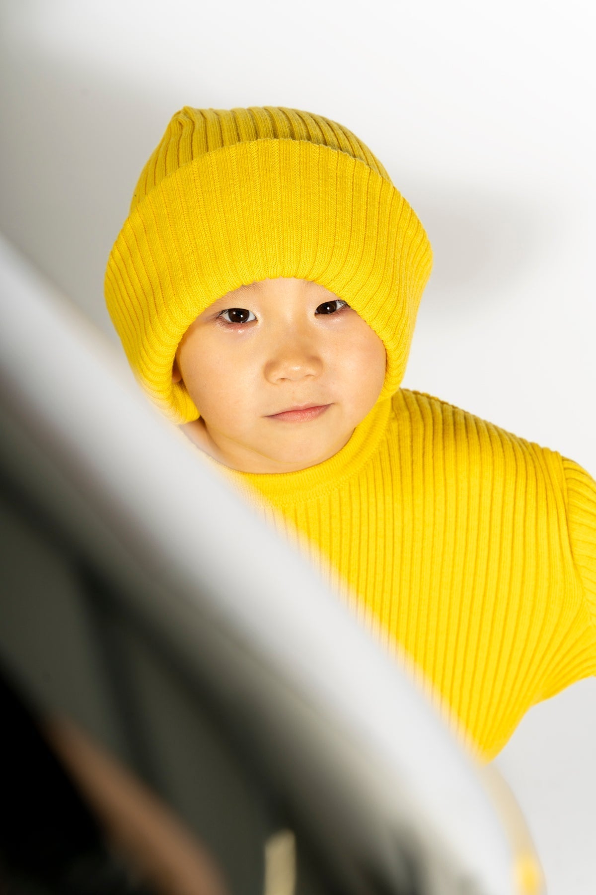 YELLOW MERINO KNIT BEANIE ma kids